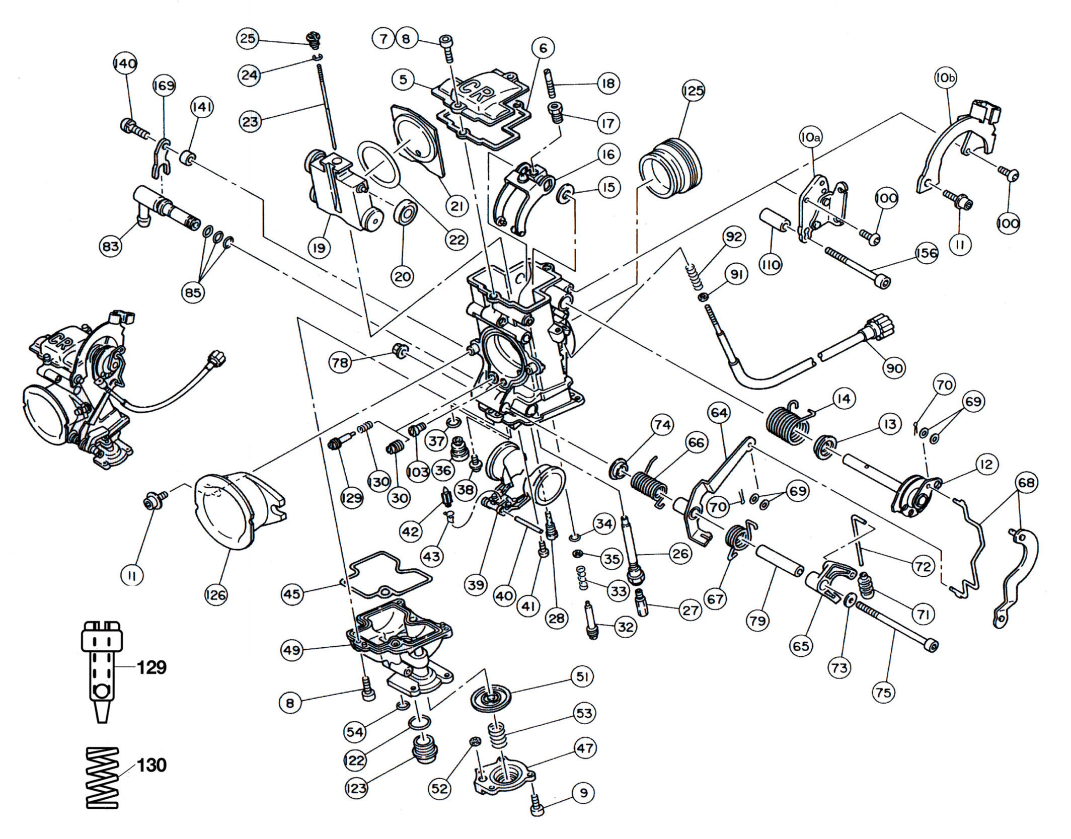 EXPLODED VIEW PARTS DIAGRAM Single Keihin FCR Racing 28 32 33 35 37 
