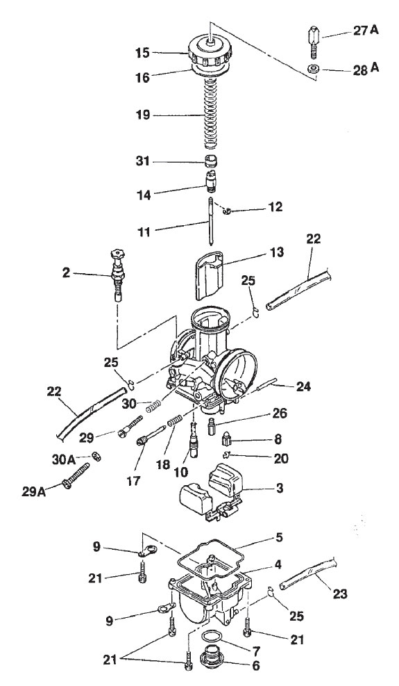 EXPLODED VIEW PARTS DIAGRAM Keihin PWK 33 35 36 38 39 41 Carburetor 